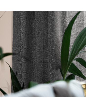 Dekoracyjna zasłonka z zagęszczanej siateczki z błyszczącą nicią, na taśmie marszczącej, kolor antracytowy, rozmiar 145x245 cm, Mirella