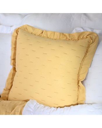 Poszewka na poduszki z dekoracyjna falbanką Savona, kolor musztardowy, rozmiar 40x40 cm
