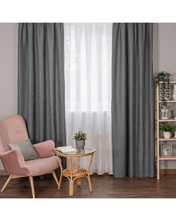 Miękka gotowa zasłona na przelotkach, kolor ciemny szary, rozmiar 140x250 cm, Idalia