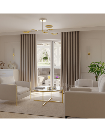 100% Zaciemniająca zasłona do salonu super blackout na taśmie marszczącej, wysokość 300 cm, kolor beżowy - szyta na wymiar