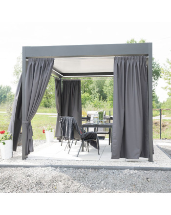 Gotowa zasłona tarasowa z wodoodpornej tkaniny strukturalnej PREMIUM, na taśmie, kolor ciemny szary, rozmiar 140x230 cm