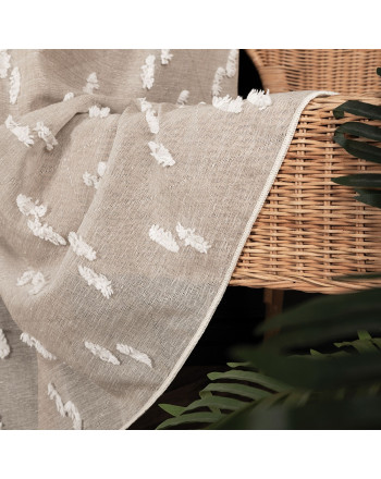 Strukturalna firanka z nowoczesnym zdobieniem Alexa, kolor beżowy, wysokość 300 cm - sprzedawana na metry