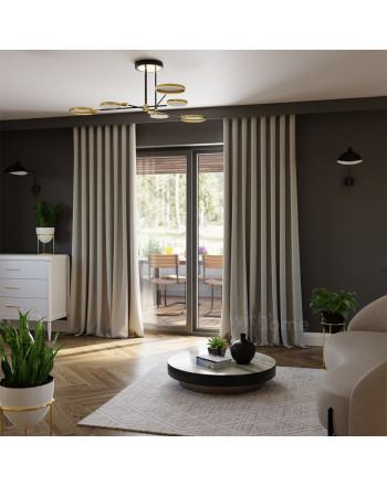 100% Zaciemniająca zasłona do salonu super blackout na taśmie wave, wysokość 300 cm,  kolor pastelowy szary