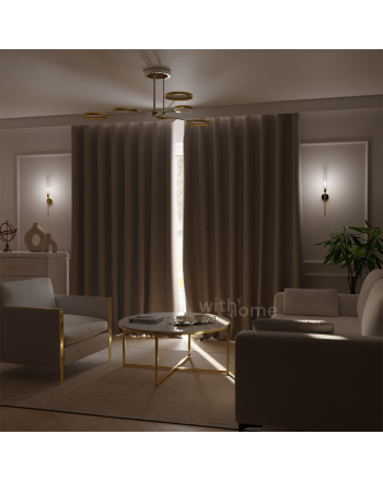 100% Zaciemniająca zasłona do salonu super blackout do szyny sufitowej, kolor beżowy - szyta na wymiar