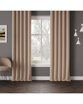 Nowoczesna zasłona welurowa Milas na fleksach, kolor ciepły beż - szyta na wymiar