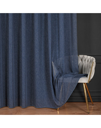 Elegancka firanka do salonu z deszczykiem po całości, kolor granatowy, wysokość 300 cm - sprzedawana na metry