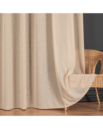 Elegancka firanka do salonu z deszczykiem po całości, kolor ciepły beżowy, wysokość 300 cm - sprzedawana na metry