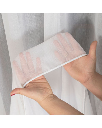 Gładka firana na taśmie z ołowianką, kolor biały z błyszczącą nitką - szyta na wymiar