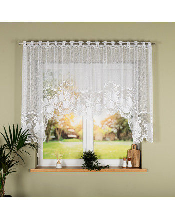 Krótka firanka do kuchni gotowa żakardowa z otworami na drążek karnisza kilka rozmiarów Pelagia