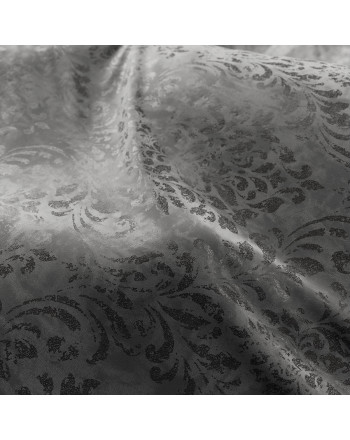 Materiał na zasłony ze wzorem botanicznym Madeleine, kolor ciemny szary, wysokość 300 cm - sprzedawany na metry