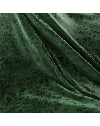 Materiał na zasłony ze wzorem botanicznym Madeleine, kolor ciemny zielony, wysokość 300 cm - sprzedawany na metry