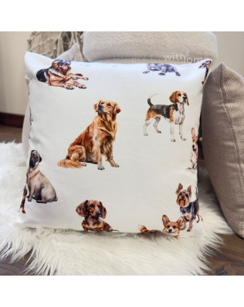 Poszewka welurowa do pokoju dziecka, Psiaki rozmiar 40x40 cm