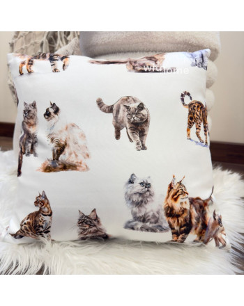 Poszewka welurowa do pokoju dziecka, Kociaki, rozmiar 40x40 cm