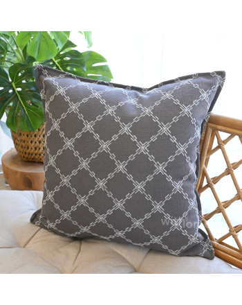 Dekoracyjna poszewka na poduszkę z naszywanym wzorem,  kolor szary, rozmiar 45x45 cm