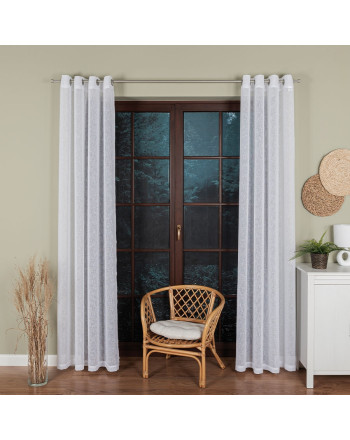 Gotowa firanka do salony z etaminy na przelotkach, kolor biały, dostępna w kilku rozmiarach 