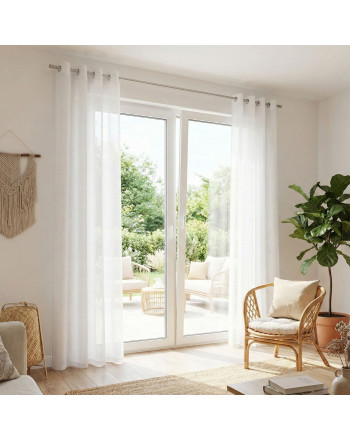 Gotowa firana do salonu z etaminy na przelotkach kolor biały 400009