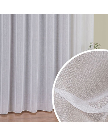 Długa firana do salonu, siatka z geometrycznymi przeszyciami, kolor biały, wysokość 300 cm - sprzedawana na metry