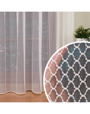 Lekka firana siateczkowa 300 cm wysokości – nowoczesna dekoracja okna ze zbliżeniem na wzór