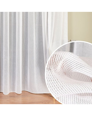 Firana do salonu z puszystą moherową siateczką wzbogacona połyskującą srebrną nicią, na przelotkach, kolor biały, wysokość do 300 cm - szyta na wymiar