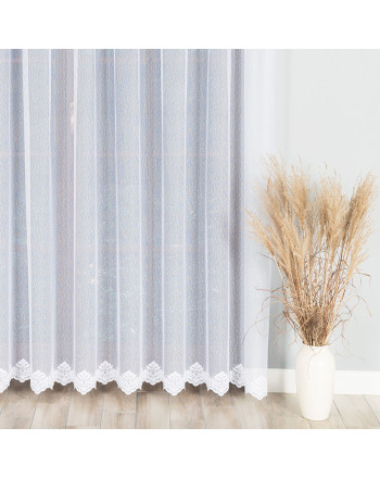 Firanka żakardowa na fleksach z geometrycznym wzorem - szyta na wymiar