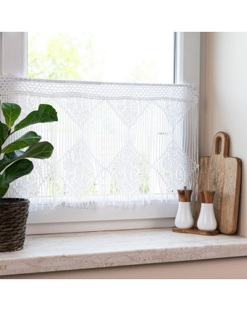 Bawełniana zazdrostka ażurowa, kolor biały, oferowana w 2 wysokościach, Nerina - sprzedawana na metry