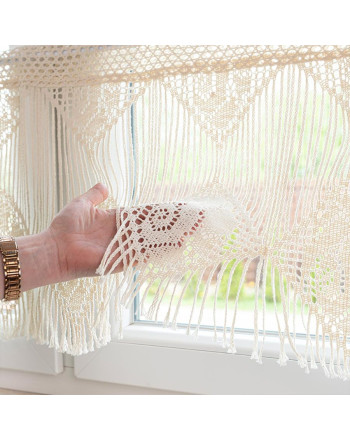 Bawełniana zazdrostka ażurowa, kolor jasnokremowy, dostępna w w wysokościach, Nerina - sprzedawana na metry