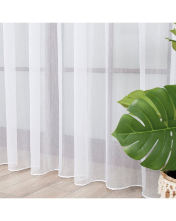 Długa firana do salonu batyst w kolorze białym z ołowianką, wysokość 300 cm - sprzedawana na metry
