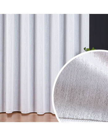Firana premium allure fiona biała błyszcząca struktura 350 cm z ołowianką ze zbliżeniem struktury wzoru
