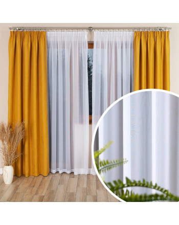 Gotowa firanka woal na taśmie marszczącej, kolor biały, oferowana w kilku rozmiarach, Lumi