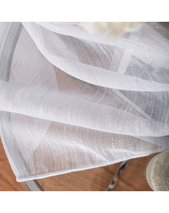 Firana o strukturze deszczyku, na fleksach, kolor biały ze srebrną nitką, wysokość do 280 cm, Neve - szyta na wymiar