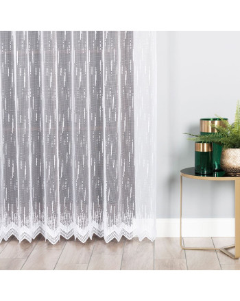 Firana żakardowa o strukturze deszczyku w kolorze białym, do salonu, wysokość 250 cm, 000146 - sprzedawana na metry