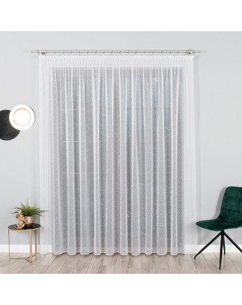 Gładka firana deszczyk z obciążnikiem kolor biały, wysokość 330 cm - sprzedawana na metry