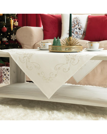 Biała serweta ze srebrnym zdobienie, rozmiar 85x85 cm, Świąteczny blask