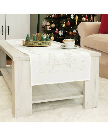 Biały bieżnik ze srebrnym zdobieniem, dwa rozmiary, Świąteczny blask