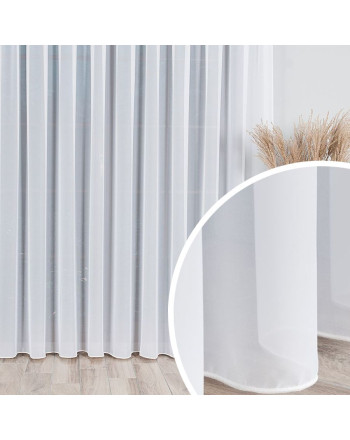 Długa firana do salonu z ołowianką, zwiewna i delikatna, kolor biały, wysokość 300 cm - sprzedawana na metry