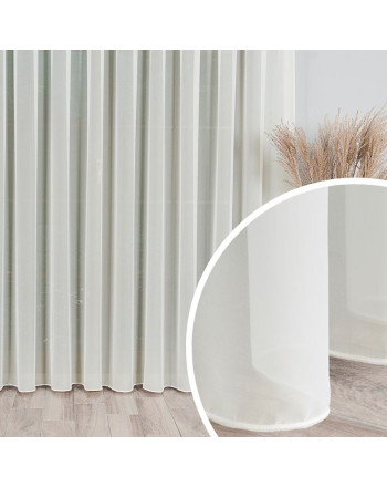 Długa firana do salonu z ołowianką, zwiewna i delikatna, kolor kremowy, wysokość 300 cm - sprzedawana na metry