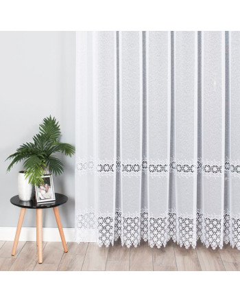 Długa firana markizeta z kwiatową gipiurą, wysokość 280 cm, 089060 - sprzedawana na metry