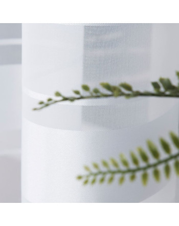 Krótka firanka z woalu z ozdobnymi pasami kolor biały, wysokość 160 cm, 000762 - sprzedawana na metry