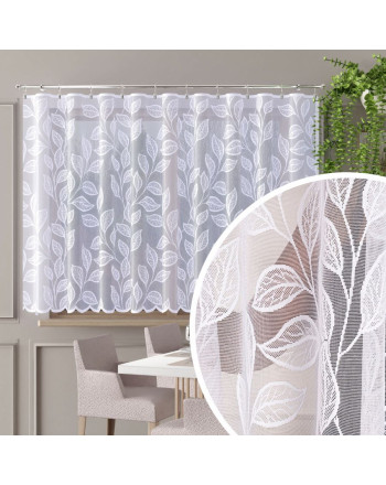 Krótka gotowa firana żakardowa w liście kilka rozmiarów Lumina