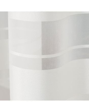 Krótka firanka z woalu z ozdobnymi pasami kolor kremowy, wysokość 160 cm, 000762 - sprzedawana na metry