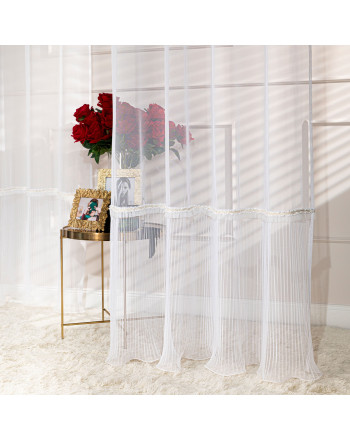 Firana do salonu na przelotkach Orena z ozdobnym plisem rozmiar 140x250 cm 