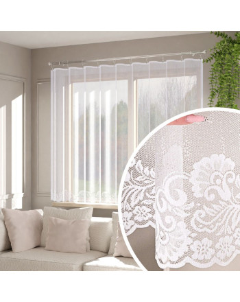 Krótka gotowa firanka żakardowa z pasem na dole kilka rozmiarów Aurina