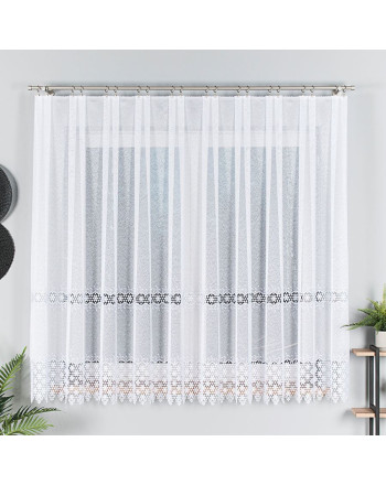 Krótka firana markizeta z kwiatową gipiurą, wysokość 160 cm, 089060 - sprzedawana na metry