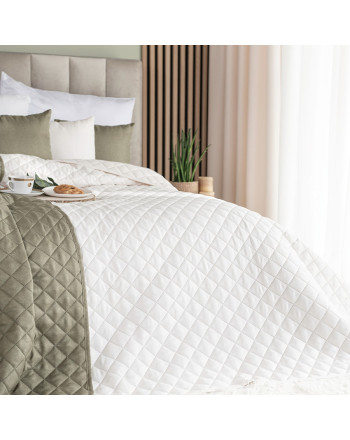 Narzuta na łóżko z grubszej tkaniny strukturalnej Jodełka, kolor kremowy, dostępna w 2 rozmiarach