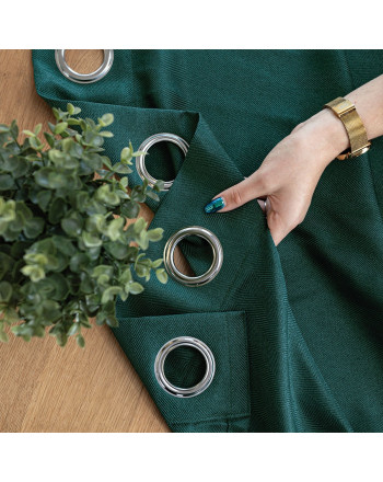 Gotowa zasłona do salonu na przelotkach Jodełka, kolor butelkowa zieleń, rozmiar 140x250 cm