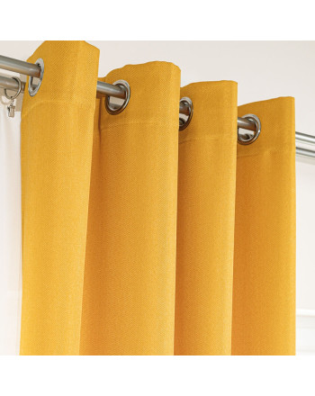 Gotowa zasłona do salonu na przelotkach Jodełka, kolor szafranowy, rozmiar 140x250 cm