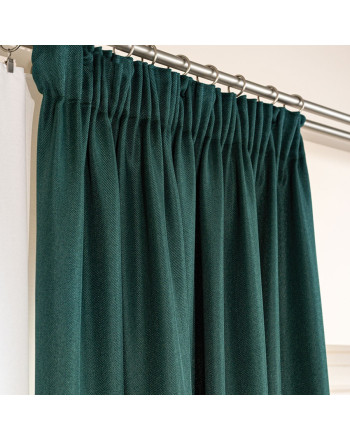Gotowa zasłona do salonu na taśmie Jodełka, kolor butelkowa zieleń, rozmiar 140x250 cm