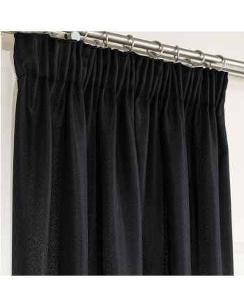 Gotowa zasłona do salonu na taśmie Jodełka, kolor czarny, rozmiar 140x250 cm