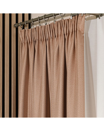  Gotowa zasłona do salonu na taśmie Jodełka, kolor ciemny beżowy, rozmiar 140x250 cm