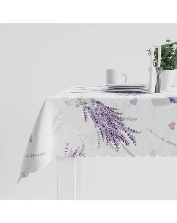 Tkanina wodoodporna obrusowa w kwiaty lawendy, szerokość 160 cm, Lawandula - sprzedawana na metry